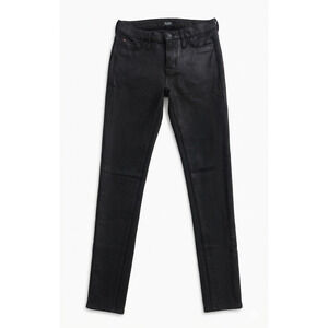 Hudson Nico Midrise Super Skinny Jeans Womens 26 Black Stretch Sheen USA